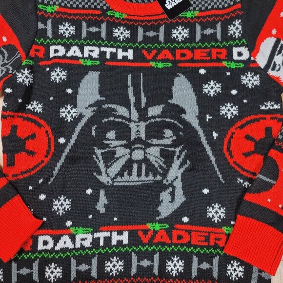 NEW Star Wars Darth Vader Ugly Christmas Sweater Men's Size Large Holiday Knit - Picture 2 of 10